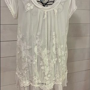 Sundance White Floral Embroidered Lace Blouse 187